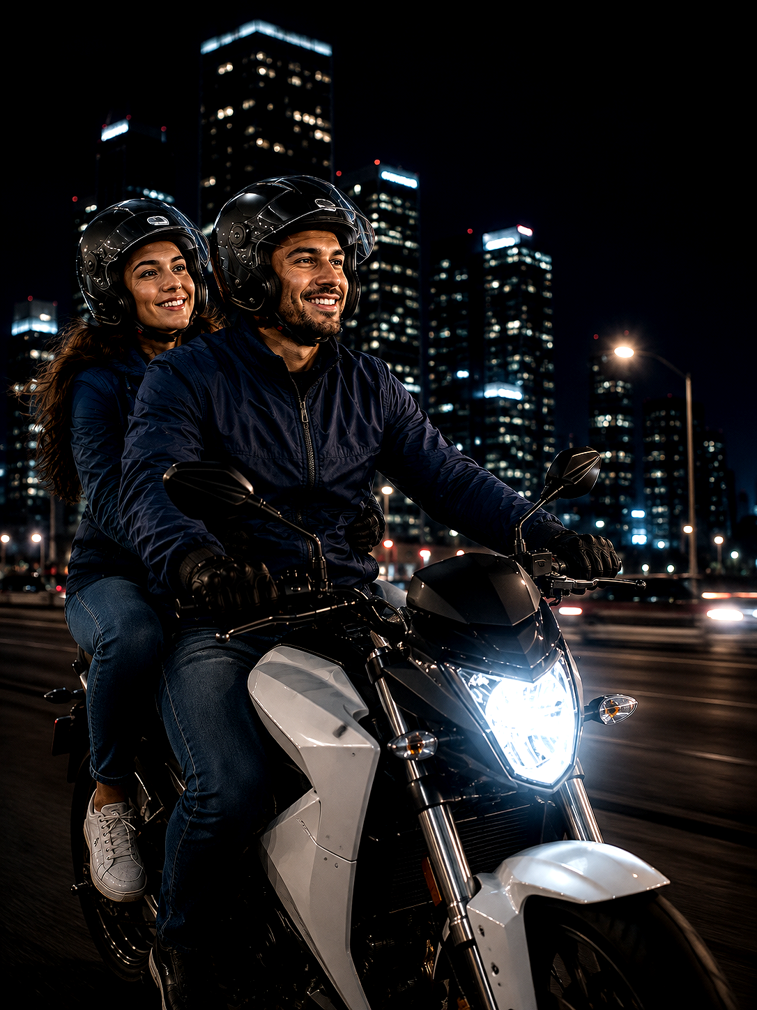 Moto elétrica Hudson Drive numa cidade inteligente